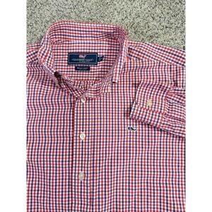 Vineyard Vines Red / Purple / White 100% Cotton Classic Fit Whale Shirt - (M)